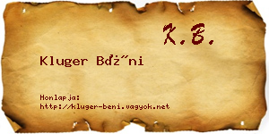Kluger Béni névjegykártya
